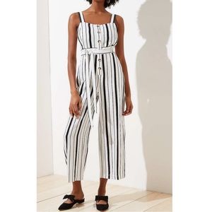 Loft Black and White Striped Jumpsuit